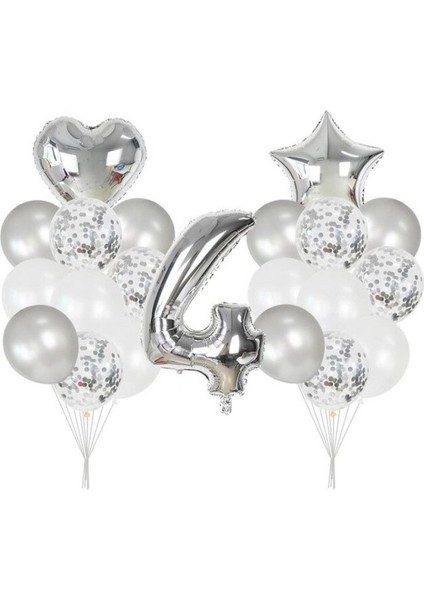 4 Yaş Gümüş Balon Seti