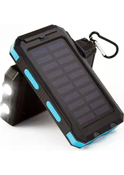 Agile 10000MAH Polikristal Solar Güneş Enerjili Powerbank Su Geçirmez Taşınabilir Göstergeli Fenerli L50-01