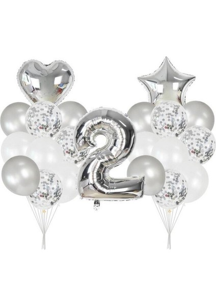2 Yaş Gümüş Balon Seti
