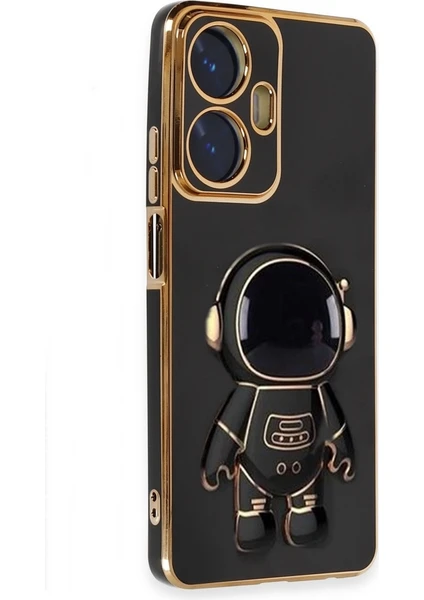 Realme C55 Kılıf Astronot Standlı Silikon Parlak Kenarlı