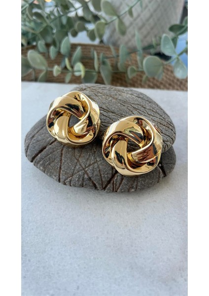 Vıp Gold Mango Model Metal Plaka Sarmal Küpe (35MM) fiyatları