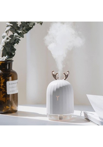 H1 Sevimli Geyik Mini 220 ml Hava Nemlendirici Buhar Makinesi ve Aroma Difüzörü Pembe