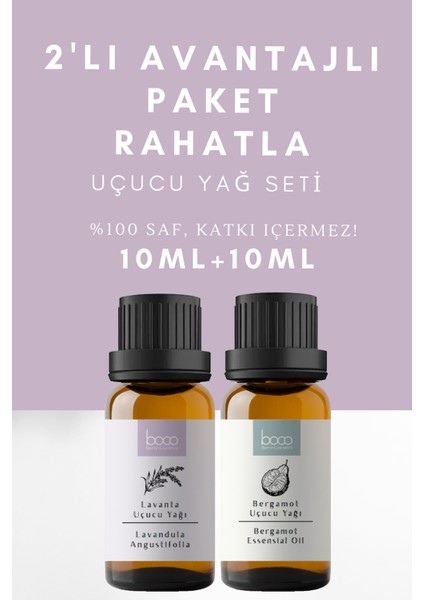 2li Avantajlı Paket Stres ve Anksiyeteye Karşı Lavanta & Bergamot %100 Saf Uçucu Yağı (10 ml+10 ml)
