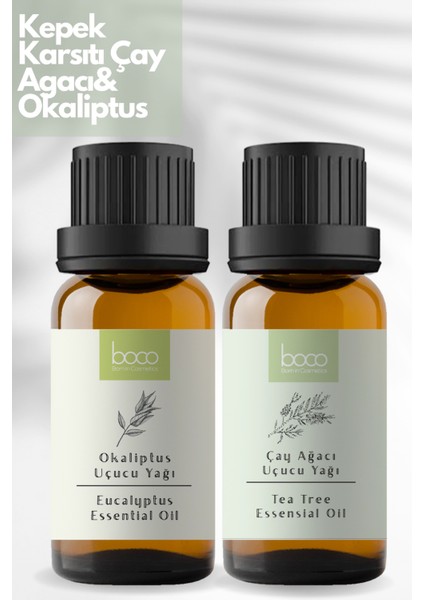 2'li Avantajlı Paket Kepek Karşıtı Çay Ağacı Yağı & Okaliptus %100 Saf Uçucu Yağı (20ml)