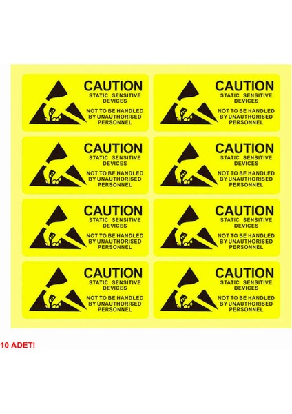 Antistatik Uyarı Etiketi 10 Adet 5X25MM Elektrostatik Elektrik Esd Ikaz Dikkat Yapışkan Stiker