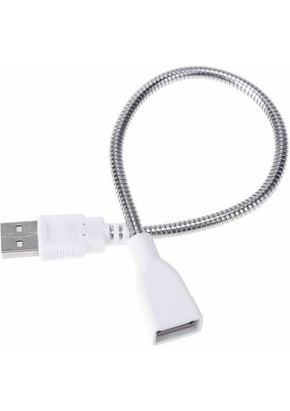Metal USB Type A Soketli Uzatma Kablosu Kıvrılabilir Hortum Kordon 25CM Masa Lambası LED