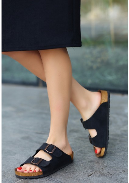 Terlik Nubuk Siyah Topuk Boyu 2,5 cm fırsatları