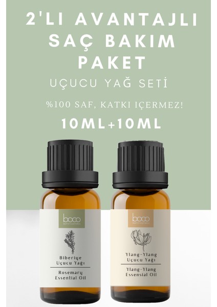 Saç Bakımı 2'li Avantajlı Paket Hızlı Uzayan Parlak Saçlar Ylang-ylang Ve Biberiye Uçucu Yağı 20 ml