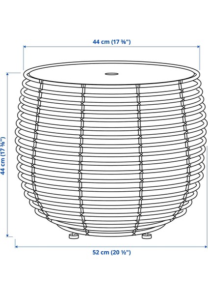 Rattan Yuvarlak Tepsili Sehpa, Meridyendukkan Kahverengi, 52X44X44 cm Iç-Dış Mekanda Kullanım