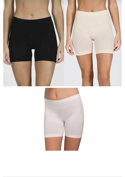 2029 Bayan Uzun Boxer Şort Karışık Renkli 3 Adet