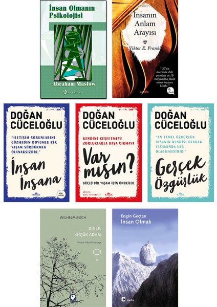 Dinle, Küçük Adam + İnsan Olmanın Psikolojisi - Abraham Maslow + İnsanın Anlam Arayışı + İnsan Olmak + Var Mısın? + İnsan İnsana + Gerçek Özgürlük - Doğan Cüceloğlu - 7 Kitap Set