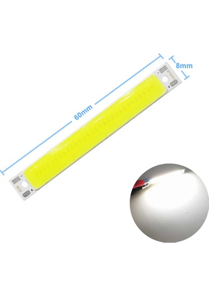 3W 60X8MM Soğuk Beyaz Şerit LED Modül Aluminyum Pcb Cob Şerit LED Floresan Lamba Aydınlatma Işık