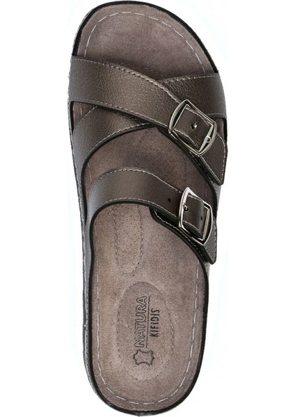 SIB220519 Kifidis-Natura Kadın Anatomik Deri Terlik 36-41 Krom/chrome - 36