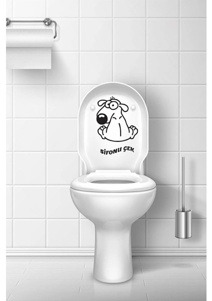 Köpek Klozet Kapağı Sticker Banyo Sticker Sifonu Çek Yazılı modelleri