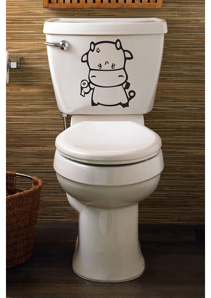 Sevimli Su Aygırı Klozet Kapağı ve Banyo Sticker