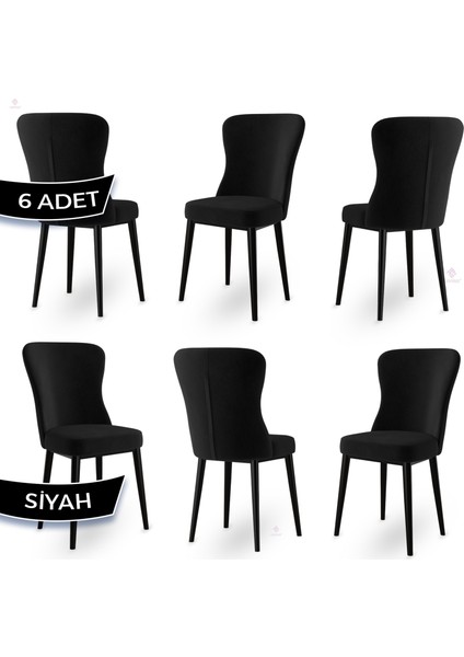 Concept Tita Serisi 6 Adet Mutfak Sandalyesi Metal Siyah Ayaklı 1. Sınıf Babyface Kumaş