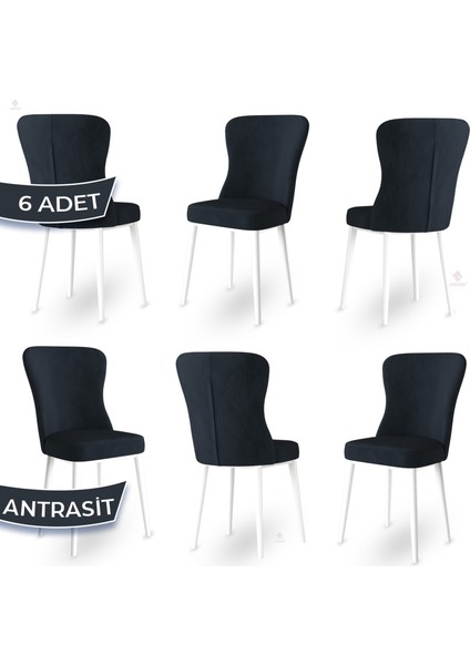 Concept Tita Serisi 6 Adet Mutfak Sandalyesi Metal Beyaz Ayaklı 1. Sınıf Babyface Kumaş