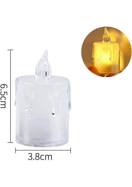 3'lü Pilli Dekoratif Simli LED Mum 6.5 cm