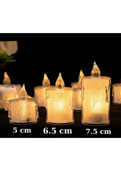 3'lü Pilli Dekoratif Simli LED Mum 6.5 cm
