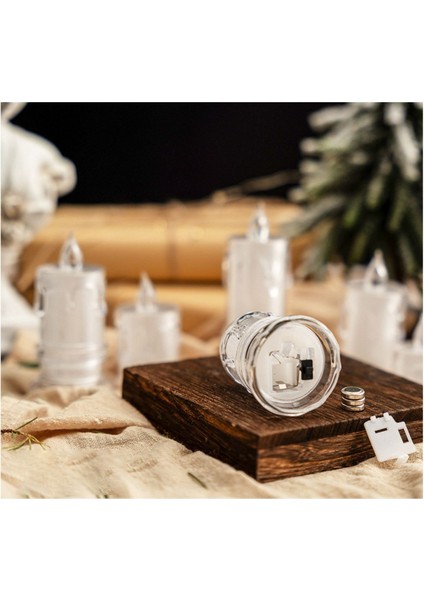 3'lü Pilli Dekoratif Simli LED Mum 6.5 cm