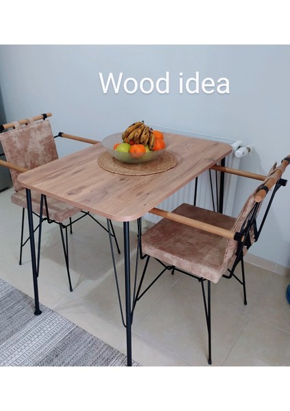 Wood Idea 60X90  Metal Ayaklı Mutfak Masası Yemek Masası Balkon Masası