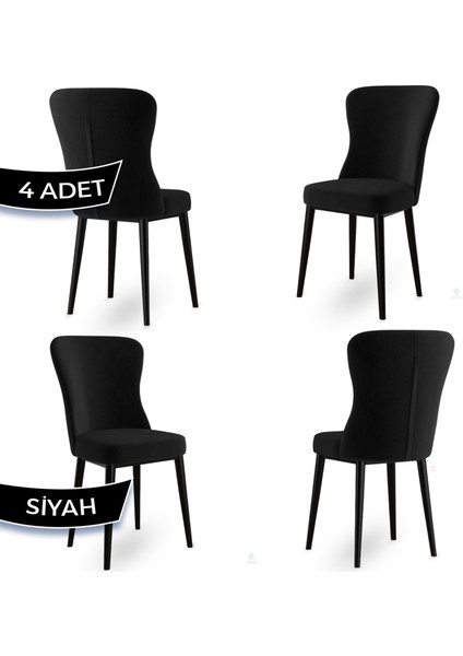 Tita Serisi 4 Adet Mutfak Sandalyesi Metal Siyah Ayaklı 1. Sınıf Babyface Kumaş