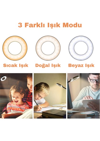 Çok Fonksiyonlu Şiddeti Ayarlanabilir Esnek Akrobat Masa Lambası Tırnak Makyaj Yatak