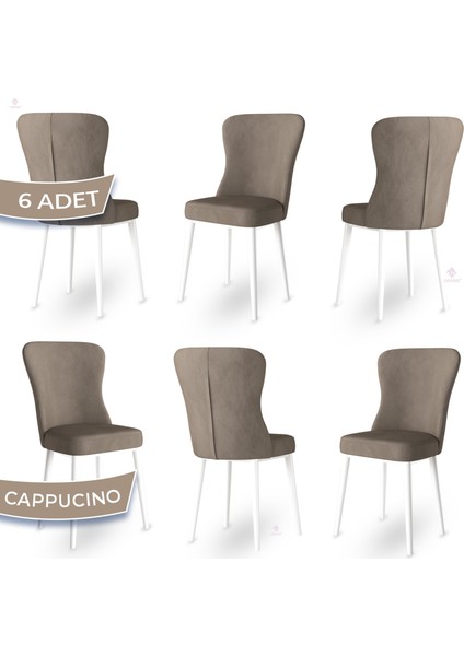 Concept Tita Serisi 6 Adet Mutfak Sandalyesi Metal Beyaz Ayaklı 1. Sınıf Babyface Kumaş