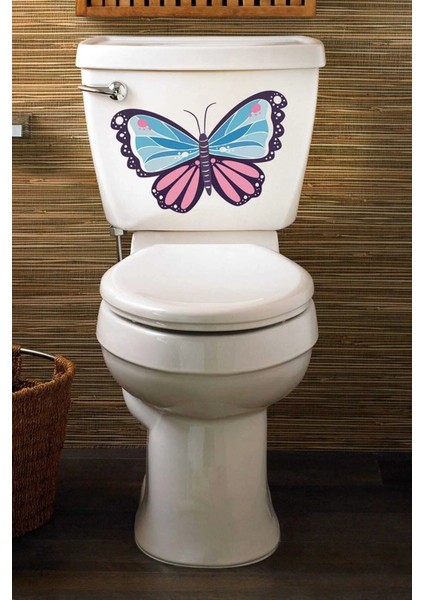 Renkli Şirin Kelebek Klozet Kapağı ve Banyo Sticker