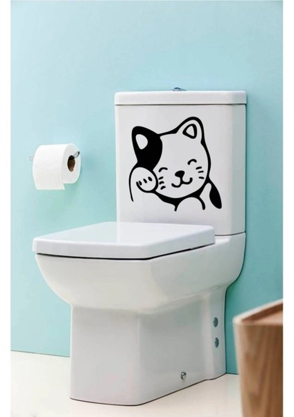 Sevimli Kedi Eğlenceli Klozet Kapağı ve Banyo Sticker