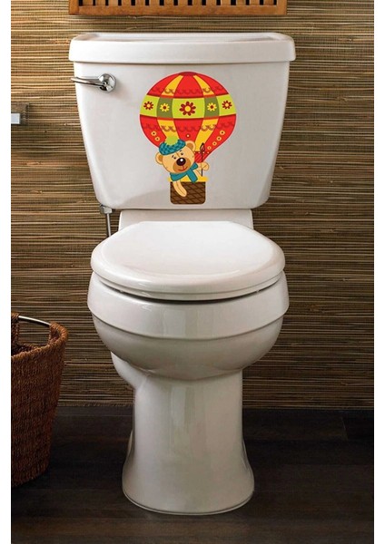 Balonda Sevimli Ayıcık Klozet Kapağı Sticker