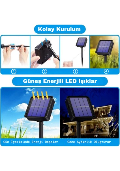 Noel Yılbaşı Ağacı Işığı Solar 100 LED Güneş Enerjili IP65 Bahçe Ev Parti Süsü Aksesuarı modelleri