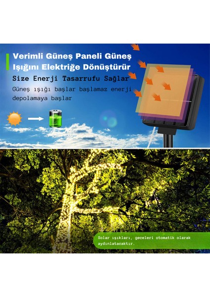 Noel Yılbaşı Ağacı Işığı Solar 100 LED Güneş Enerjili IP65 Bahçe Ev Parti Süsü Aksesuarı indirimleri
