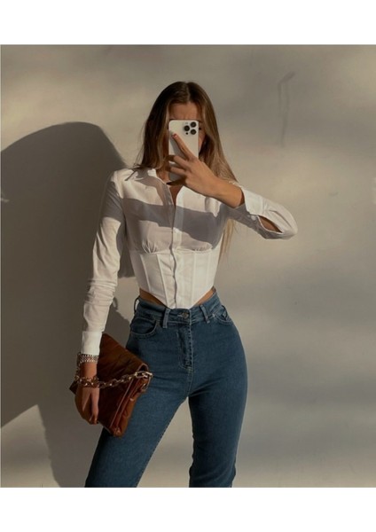 Beyaz Korseli Gömlek fırsatları