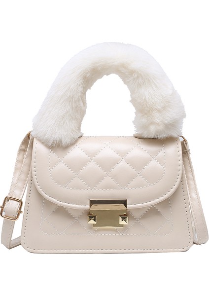 Trendy Beyaz Pelüş Çanta (Yurt Dışından)