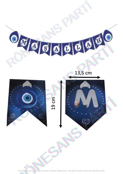 Sünnet Partisi Maşallah Yazılı Banner 6'lı ve 4'lü Tavan Süsü
