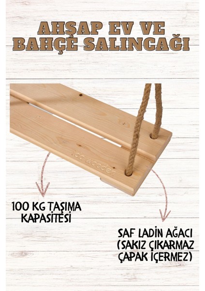 Doğal Ahşap Ev ve Bahçe Tipi Halatlı Salıncak