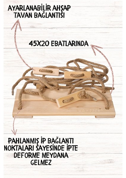 Doğal Ahşap Ev ve Bahçe Tipi Halatlı Salıncak