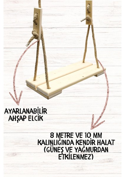 Doğal Ahşap Ev ve Bahçe Tipi Halatlı Salıncak