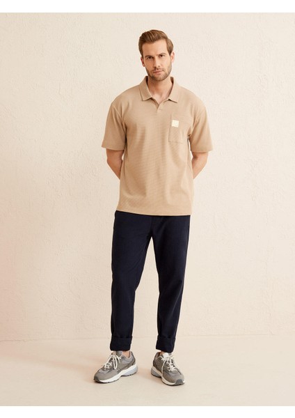 Polo Yaka %100 Pamuk Oversize Cepli Tişört