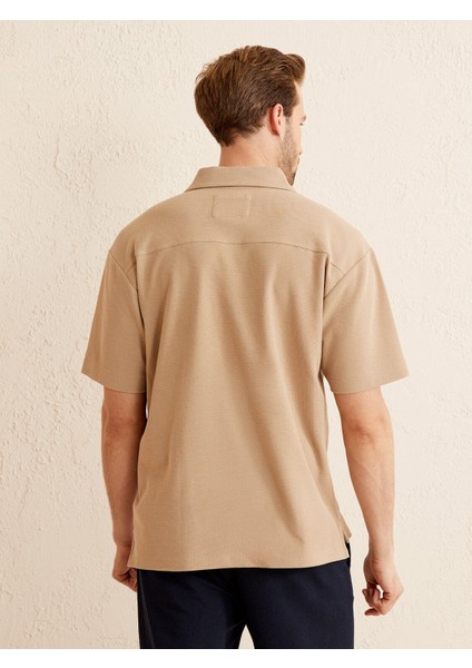 Polo Yaka %100 Pamuk Oversize Cepli Tişört