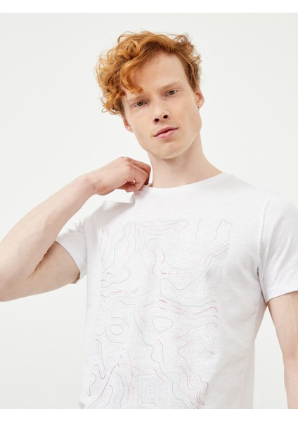 Bisiklet Yaka %100 Pamuk Slim Fit Baskılı Tişört fiyatları