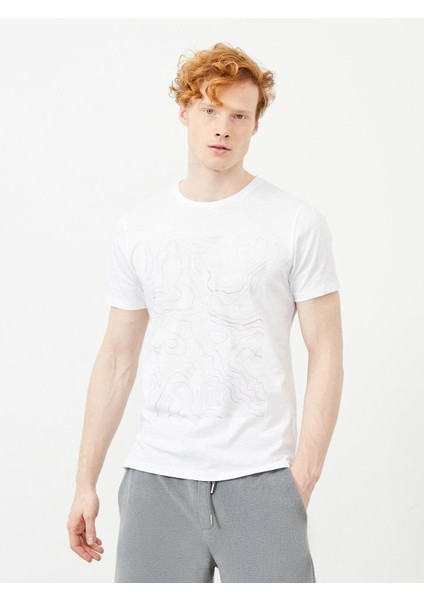 Bisiklet Yaka %100 Pamuk Slim Fit Baskılı Tişört fırsatları