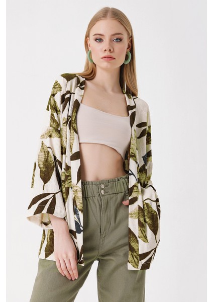 5862 Örme Kimono Haki