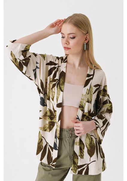 5862 Örme Kimono Haki