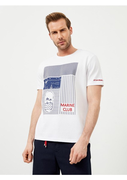 Bisiklet Yaka Pamuklu Regular Fit Baskılı Tişört modelleri