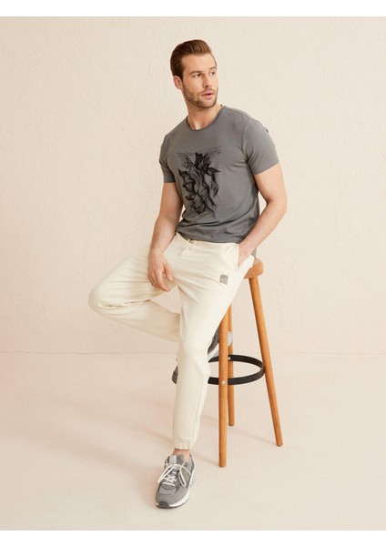 Bisiklet Yaka Slim Fit Baskılı Modal Tişört