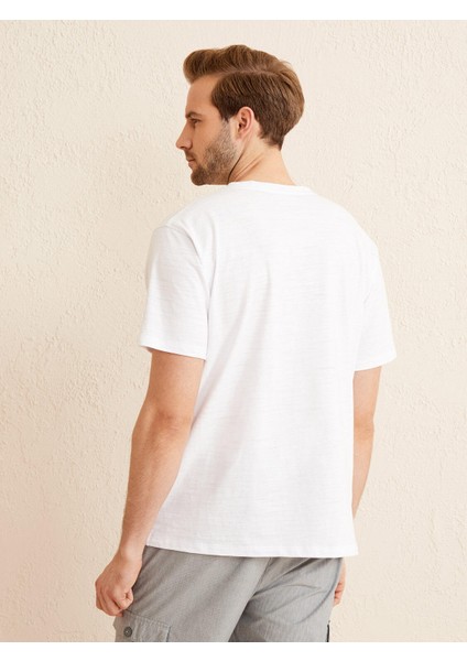 Bisiklet Yaka %100 Pamuk Oversize Baskılı Tişört