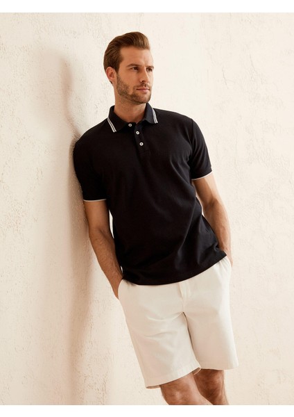 Erkek Siyah Slim Fit Pamuklu Polo Yaka Basic Tişört modelleri