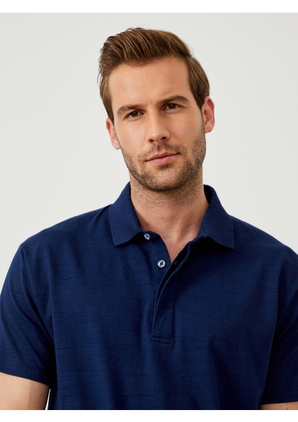 Erkek Lacivert Oversize Pamuklu Polo Yaka Basic Tişört fırsatları